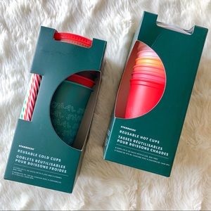 NEW 2 sets Holiday Christmas Starbucks cold and hot tumblers, 2019 release